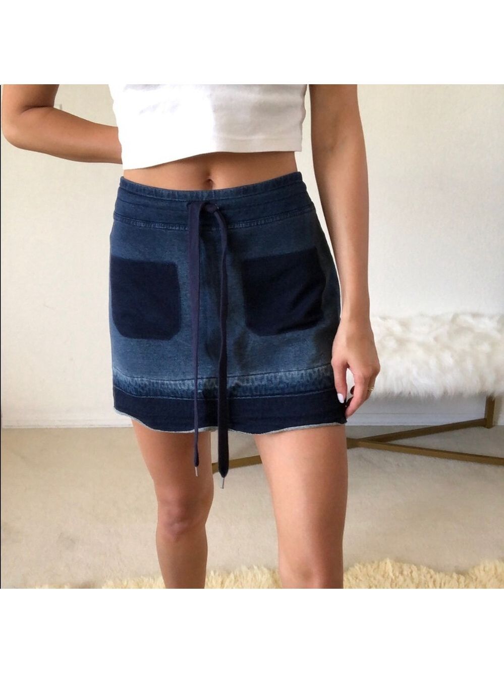Bailey 44 blue faux pocket skirt